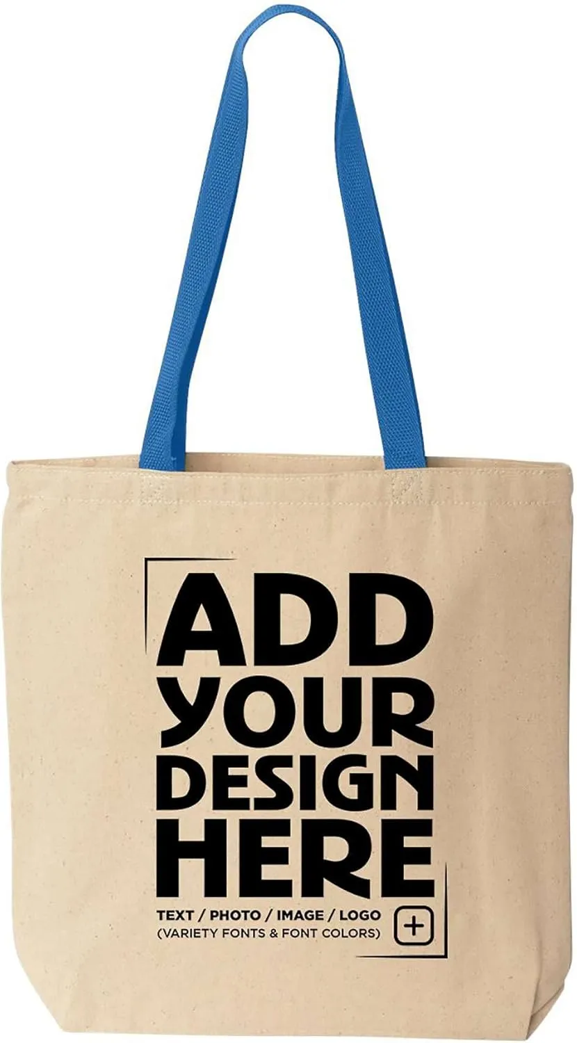 shop4ever Personalized Custom Design Your Own Cotton Canvas Tote Reusable Shopping Bag