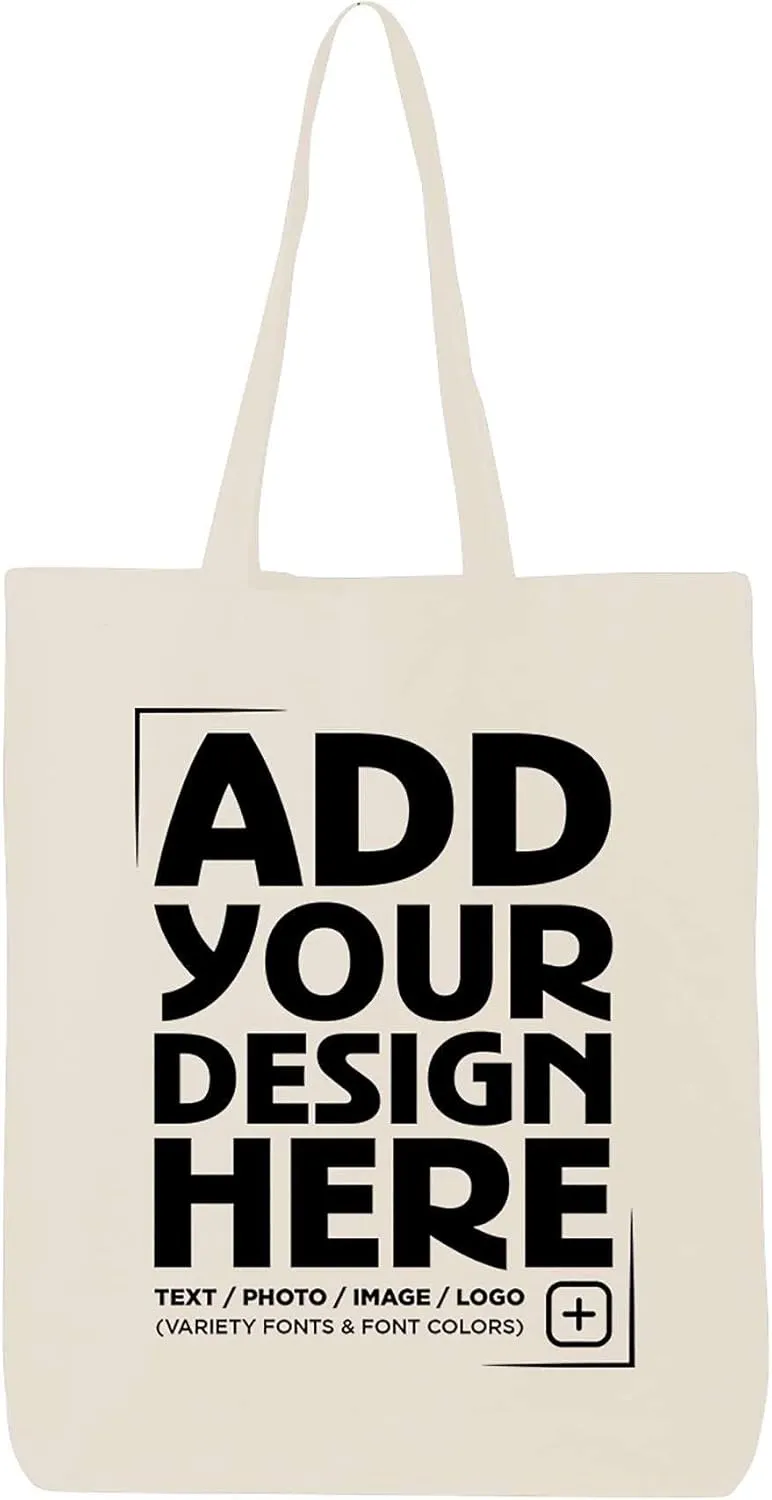 shop4ever Personalized Custom Design Your Own Eco Cotton Tote Reusable Shopping Bag Customizable Gift