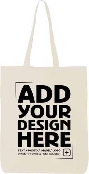 shop4ever Personalized Custom Design Your Own Eco Cotton Tote Reusable Shopping Bag Customizable Gift