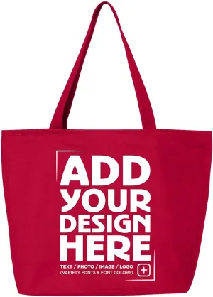 shop4ever Personalized Custom Design Your Own Heavy Canvas Tote with Zipper Reusable Shopping Bag Customizable Gift