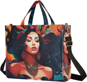 Shoulder Handbags for Women Woman Illustration Print, Corduroy Tote Bag Large Capacity Small Size