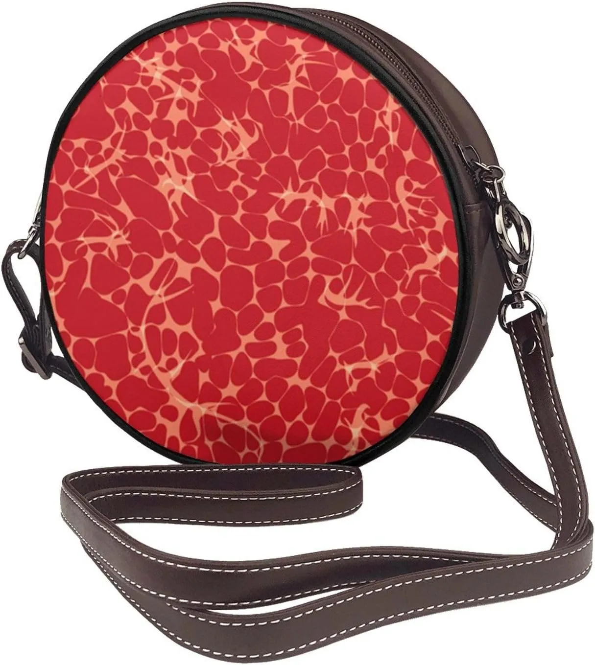Shoulder Round Circle Bag Leather Travel Briefcase Satchel for Office, Work, Travel
