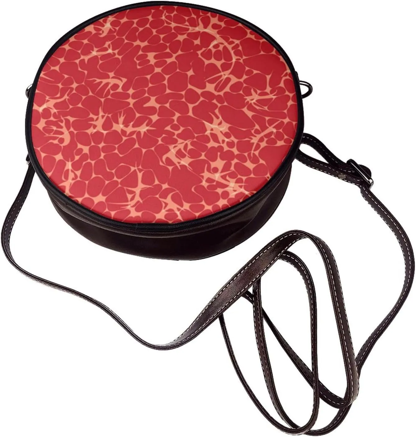 Shoulder Round Circle Bag Leather Travel Briefcase Satchel for Office, Work, Travel
