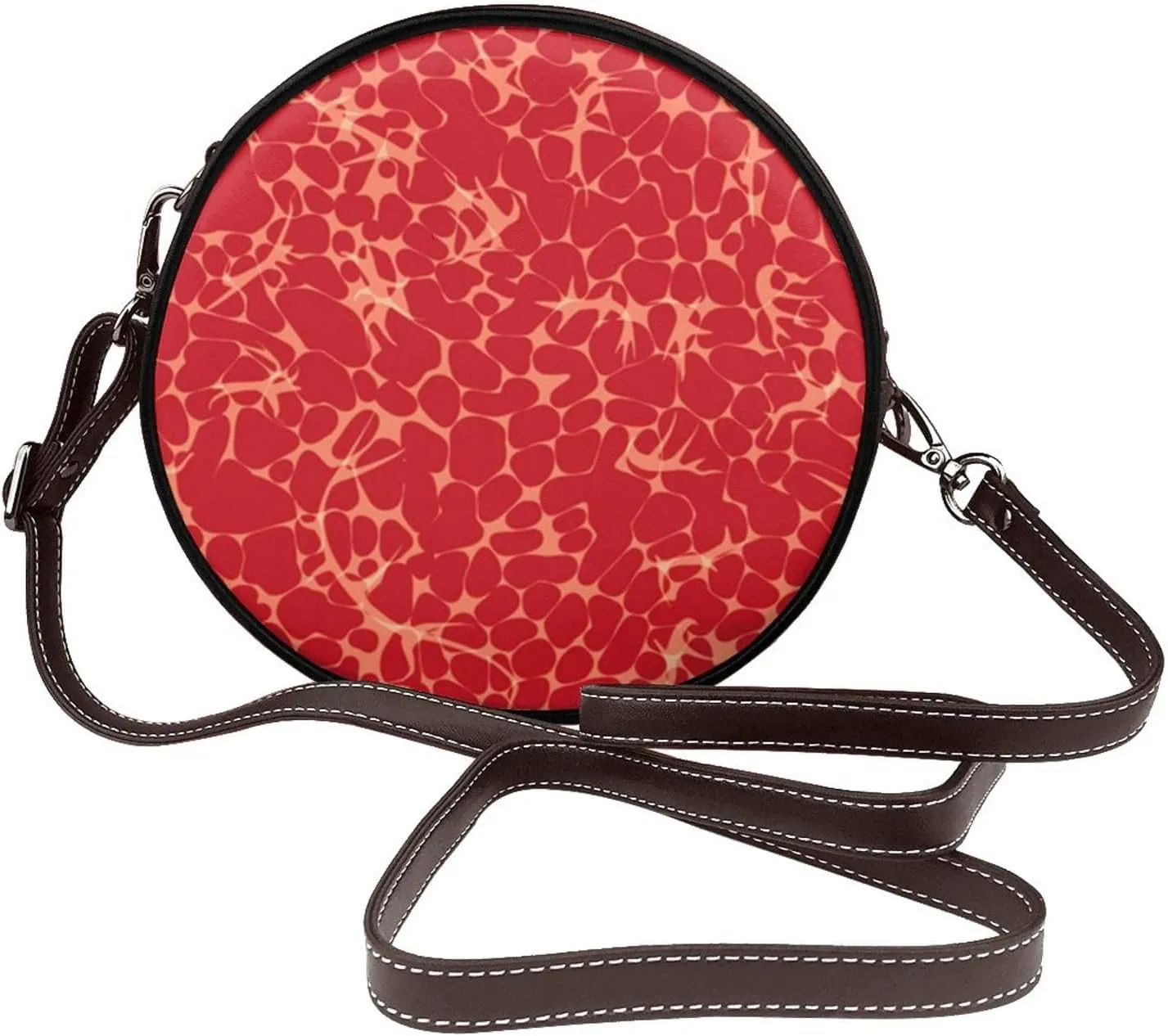 Shoulder Round Circle Bag Leather Travel Briefcase Satchel for Office, Work, Travel