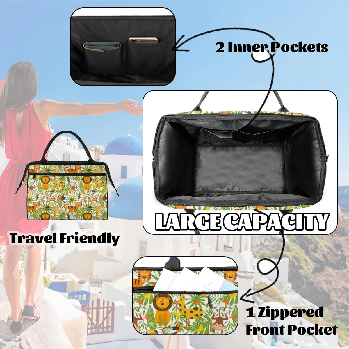 Shoulder Tote Bag for Women, Tote Purse with Zipper Large Handbag for Travel Work Gym