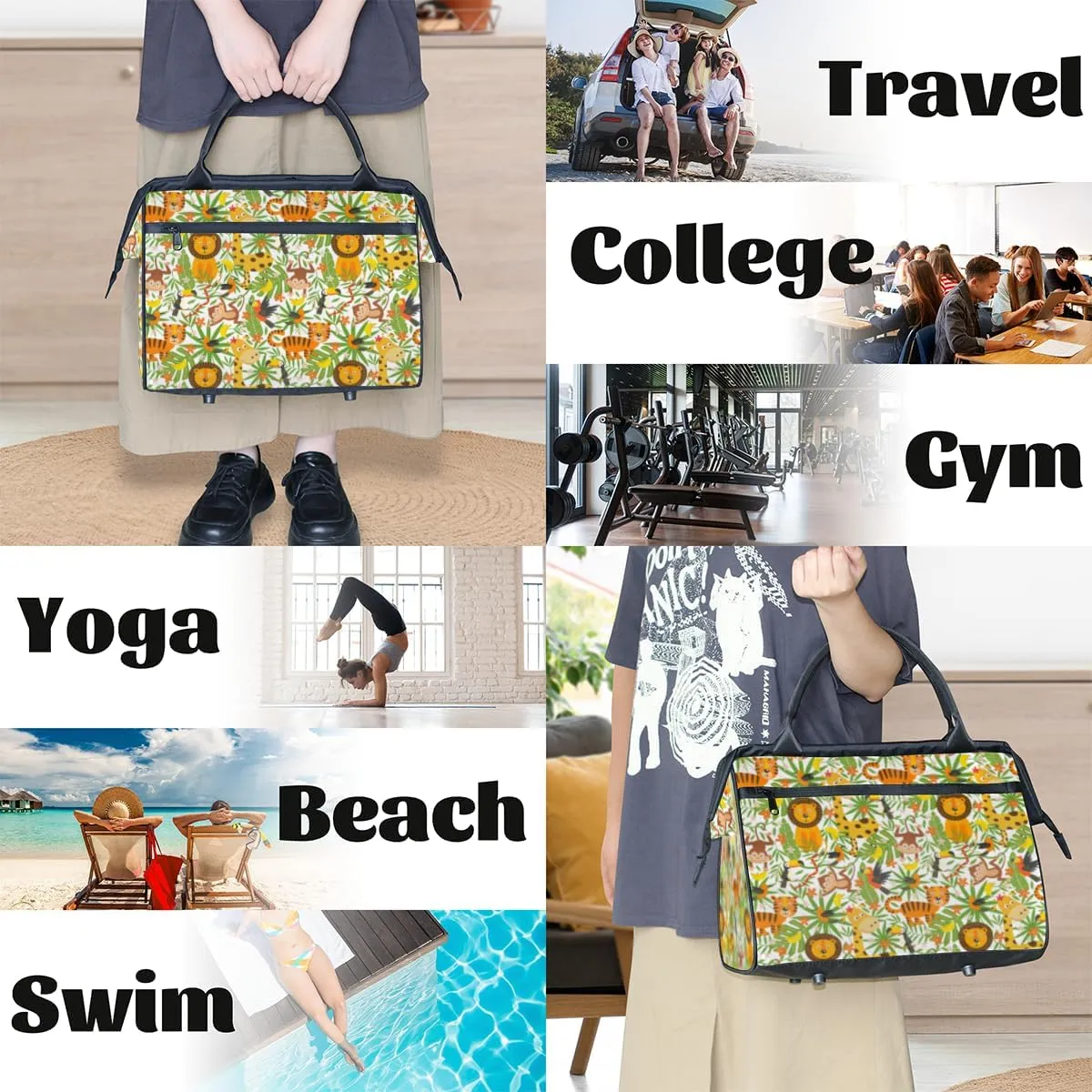 Shoulder Tote Bag for Women, Tote Purse with Zipper Large Handbag for Travel Work Gym