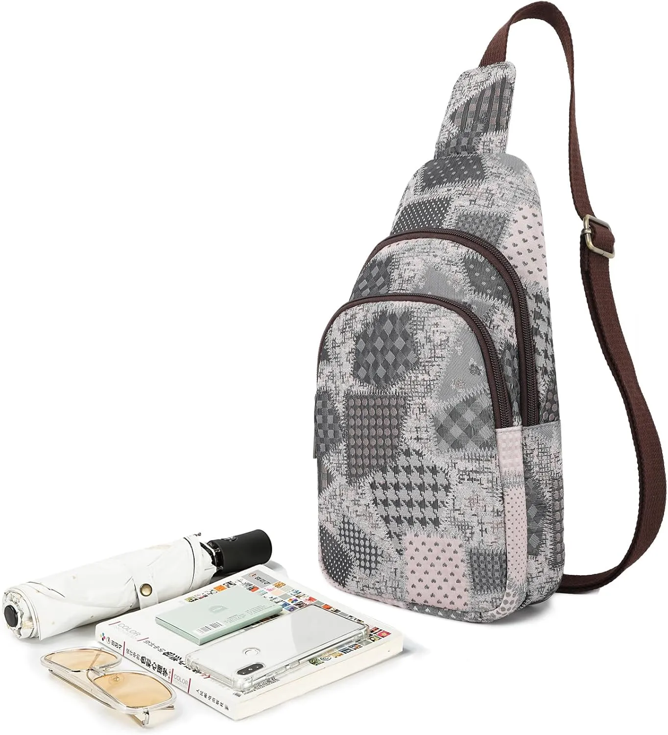 SILKAREA Canvas Sling Bag for Wome Crossbody Purse Small Sling Backpack Purse Travel Hiking Chest Bag Daypack