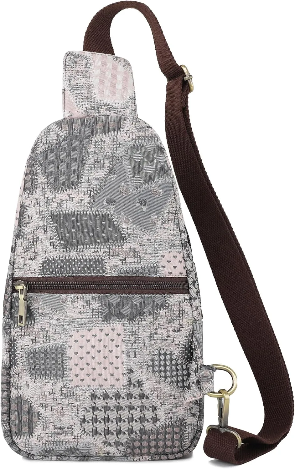 SILKAREA Canvas Sling Bag for Wome Crossbody Purse Small Sling Backpack Purse Travel Hiking Chest Bag Daypack