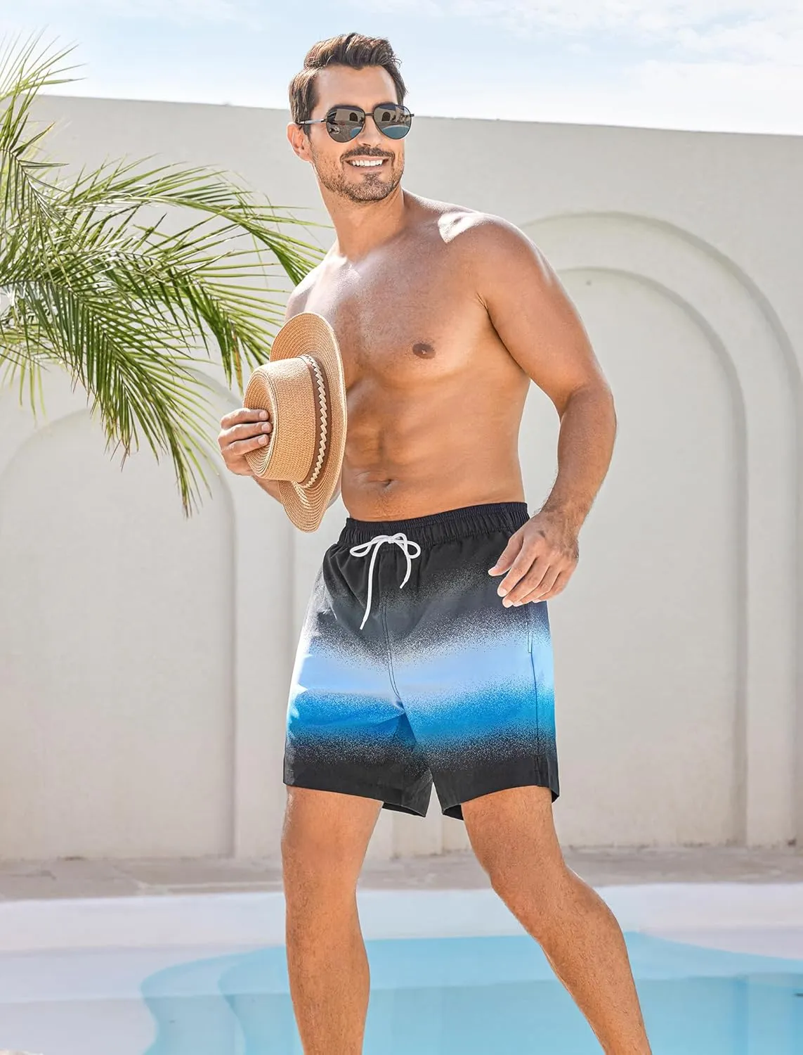 SILKWORLD Men Swim Trunks 6 Inch Quick Dry Swimming Shorts 2 in 1 Summer Swimwear Bathing Suits with Zipper Pockets