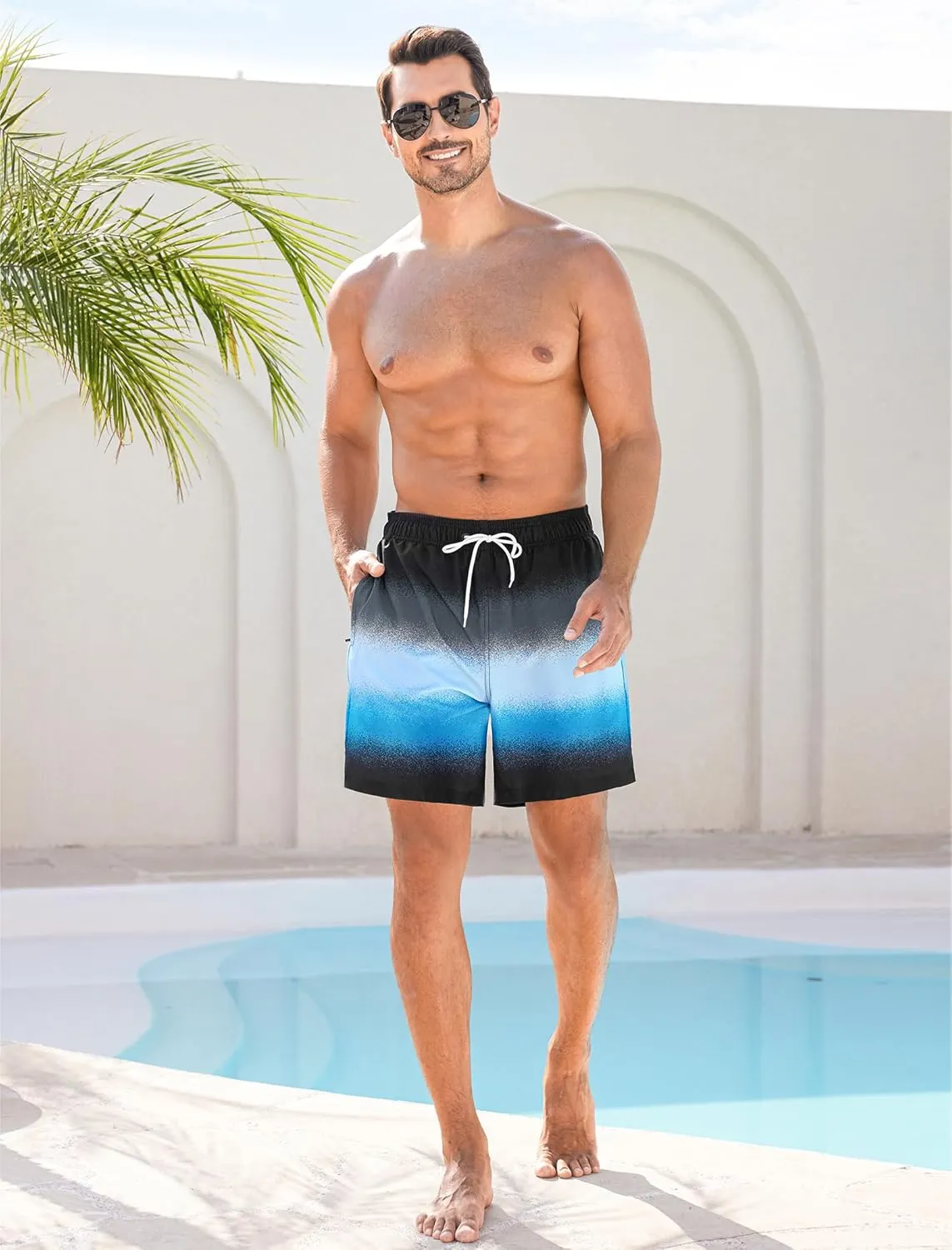 SILKWORLD Men Swim Trunks 6 Inch Quick Dry Swimming Shorts 2 in 1 Summer Swimwear Bathing Suits with Zipper Pockets