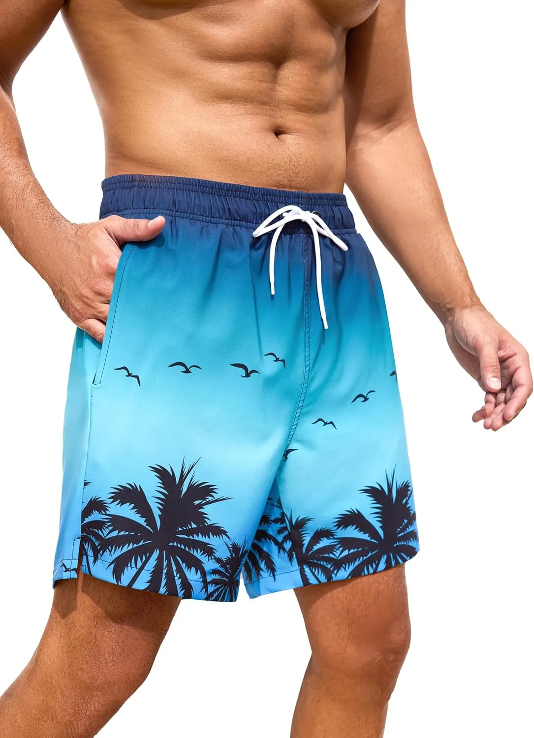 SILKWORLD Men Swim Trunks 6 Inch Quick Dry Swimming Shorts 2 in 1 Summer Swimwear Bathing Suits with Zipper Pockets