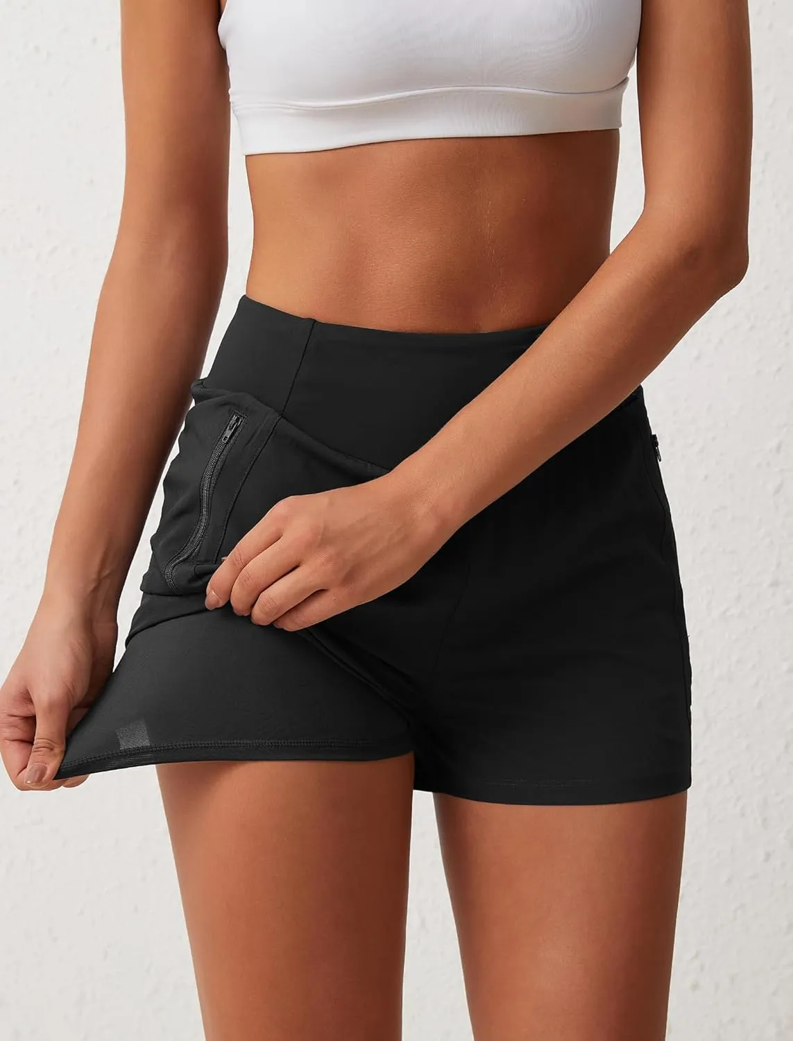 SILKWORLD Womens Running Shorts with Zipper Pockets Summer Cool Athletic Gym Workout Shorts