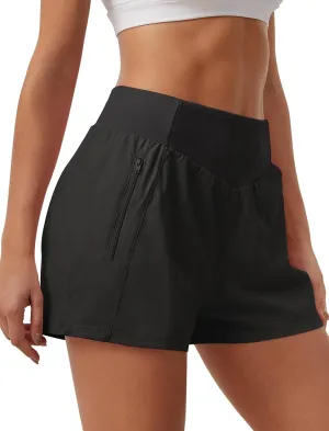 SILKWORLD Womens Running Shorts with Zipper Pockets Summer Cool Athletic Gym Workout Shorts
