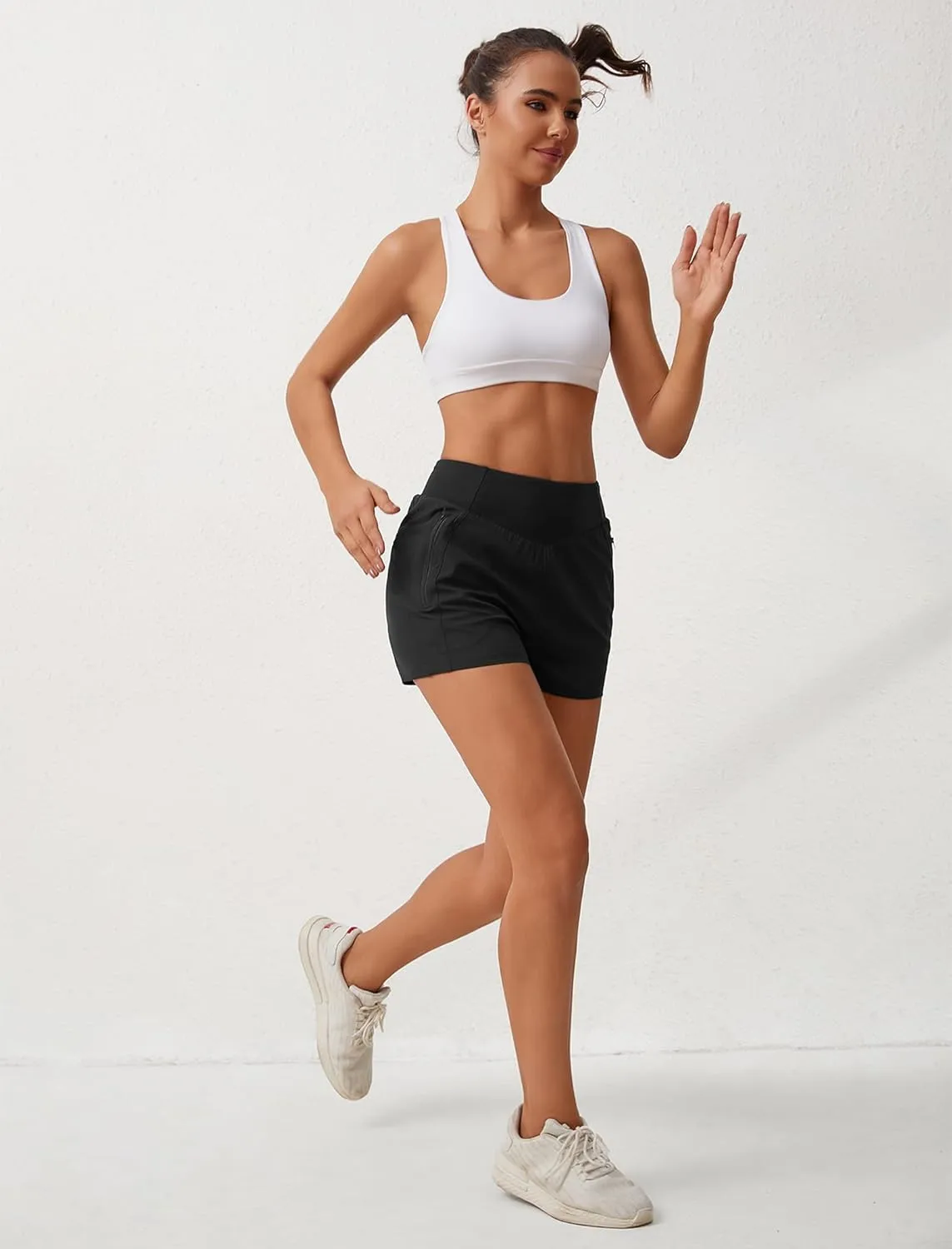 SILKWORLD Womens Running Shorts with Zipper Pockets Summer Cool Athletic Gym Workout Shorts
