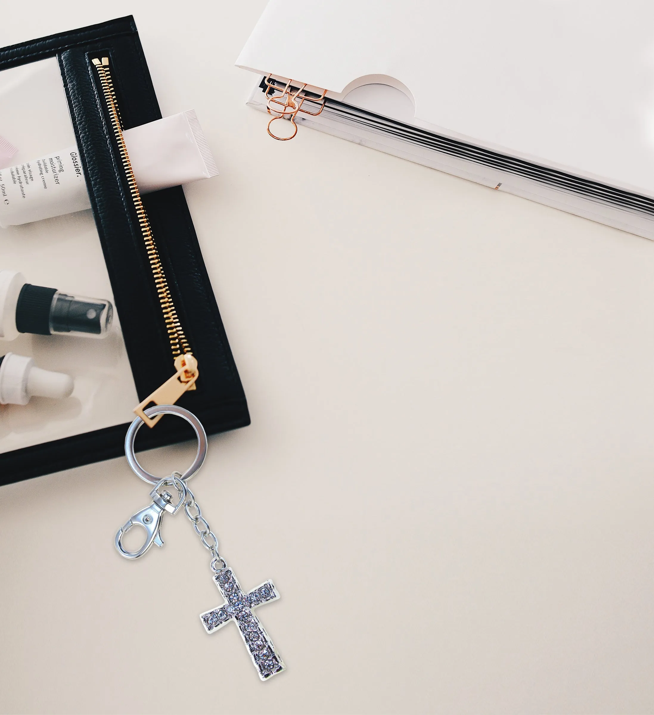 Silver Cross Key Ring