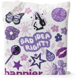 Singer Actor Artist Canvas Tote Bag, Purple Butterfly Element Print Shoulder Bag Shopping Bag for Singer Fans Gift, Handbag for Daily Use, Fan Party Gift
