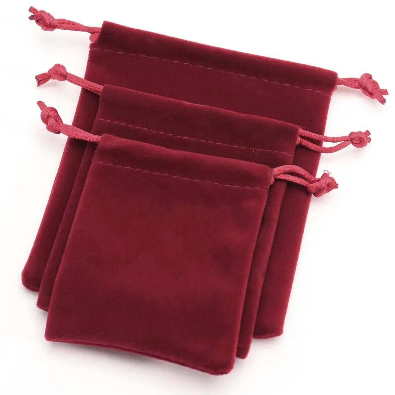 Single Sided Burgundy Velvet Drawstring Bags - 5 Sizes