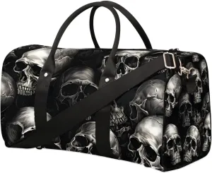 Skull Skeleton Travel Duffel Bag for Women Men Waterproof Foldable Overnight Weekender Bag Large Capacity Sports Gym Bag