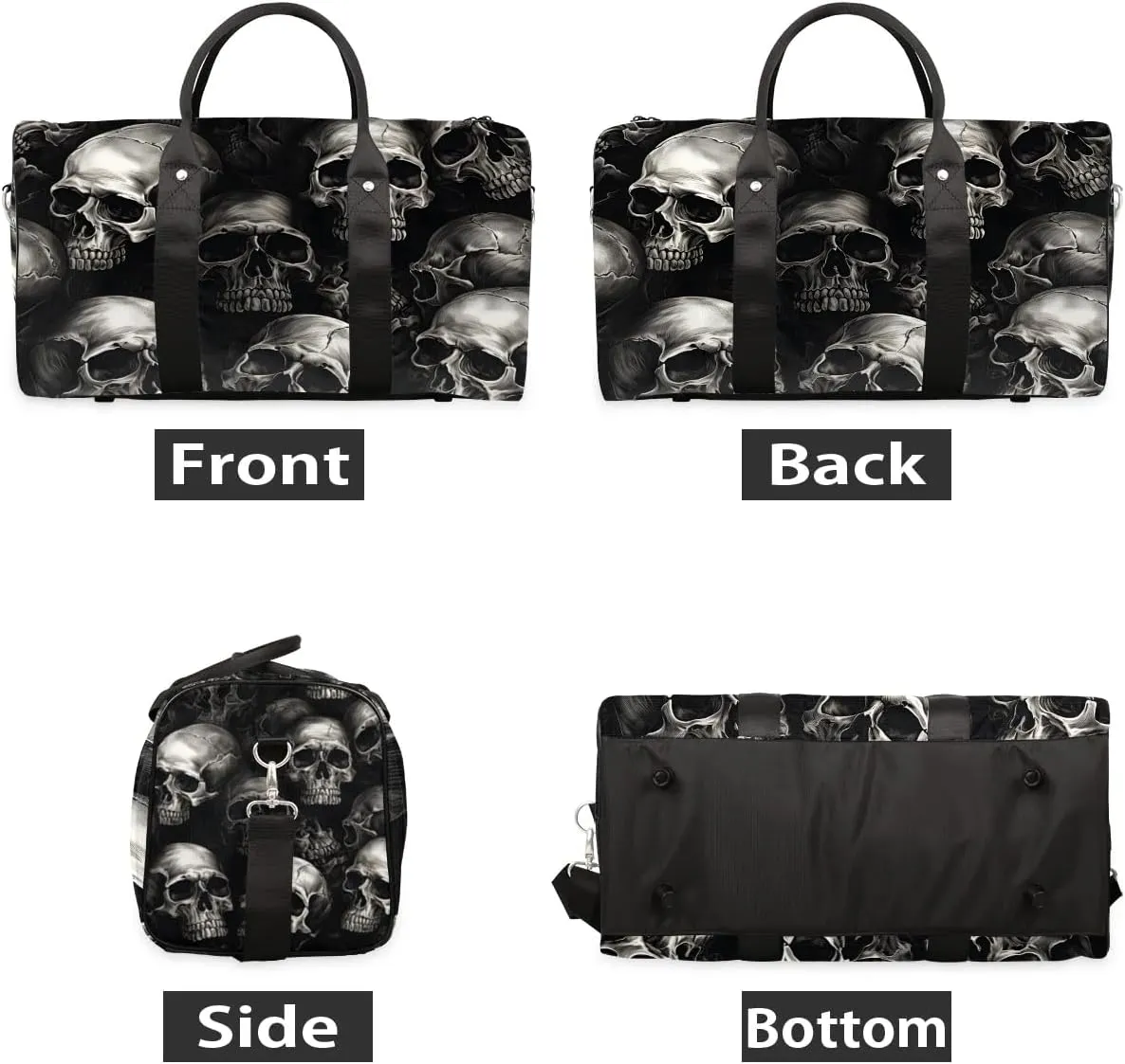 Skull Skeleton Travel Duffel Bag for Women Men Waterproof Foldable Overnight Weekender Bag Large Capacity Sports Gym Bag