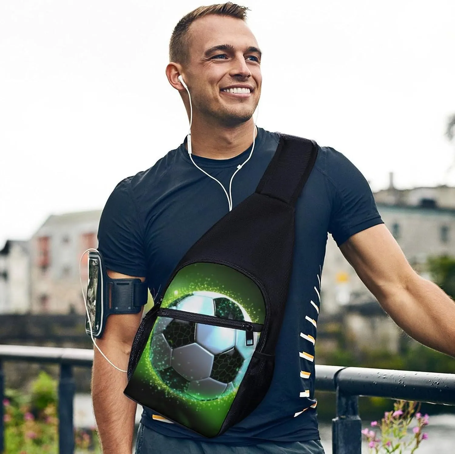 Sling Backpack for Women Men Crossbody Chest Bag Travel Cool Soccer Ball Daypack Shoulder Bag for Hiking