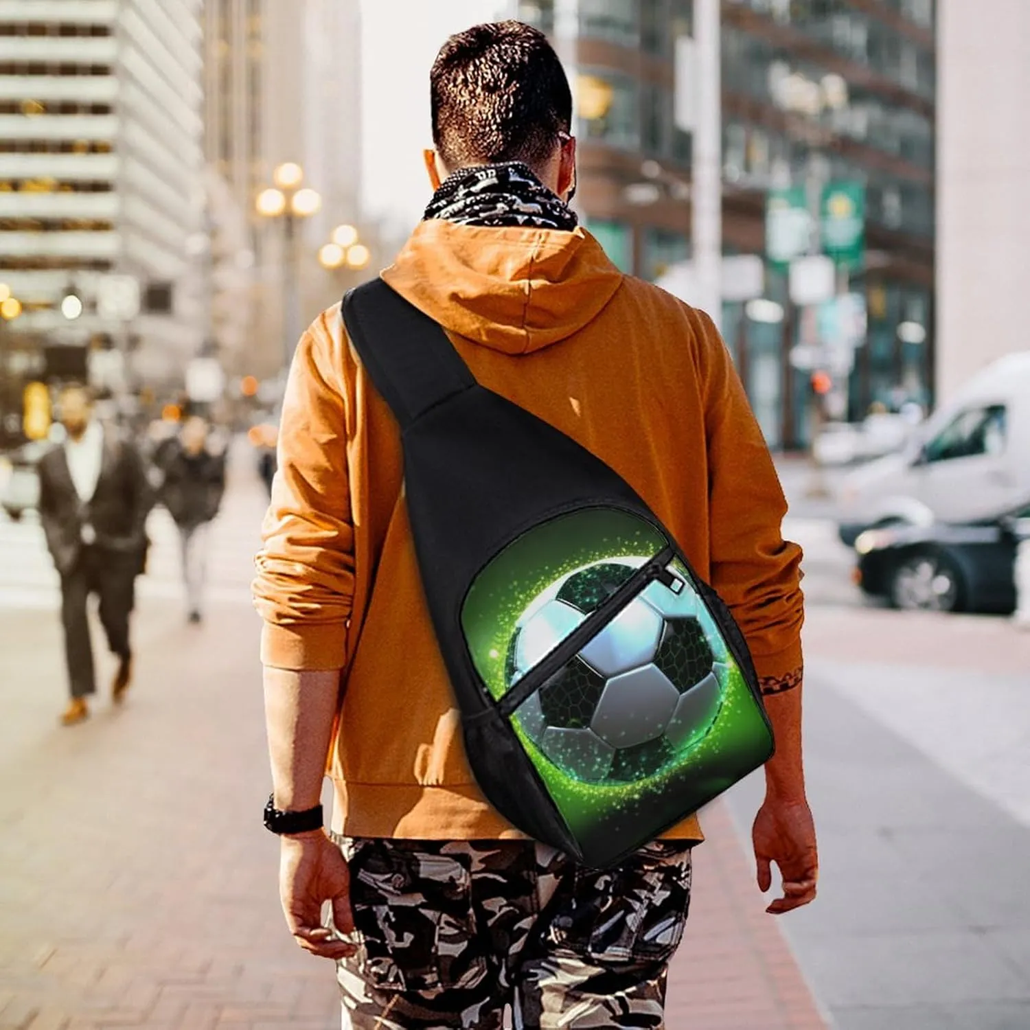 Sling Backpack for Women Men Crossbody Chest Bag Travel Cool Soccer Ball Daypack Shoulder Bag for Hiking