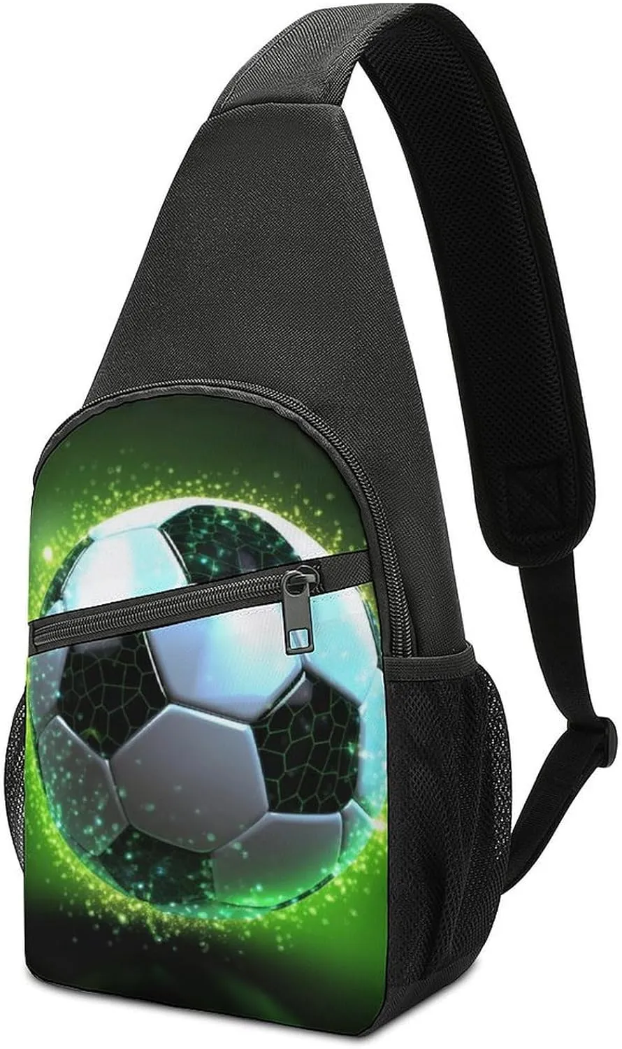 Sling Backpack for Women Men Crossbody Chest Bag Travel Cool Soccer Ball Daypack Shoulder Bag for Hiking