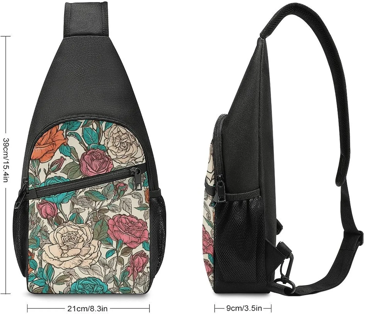 Sling Backpack for Women Men Crossbody Chest Bag Travel Flowers And Vines Daypack Shoulder Bag for Hiking