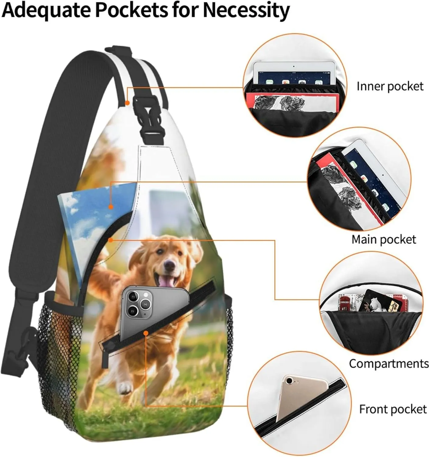 Sling Backpacks Add Your Logo Image Text Personalized Crossbody Sling Bags Design Your Own Custom Bag for Men Women
