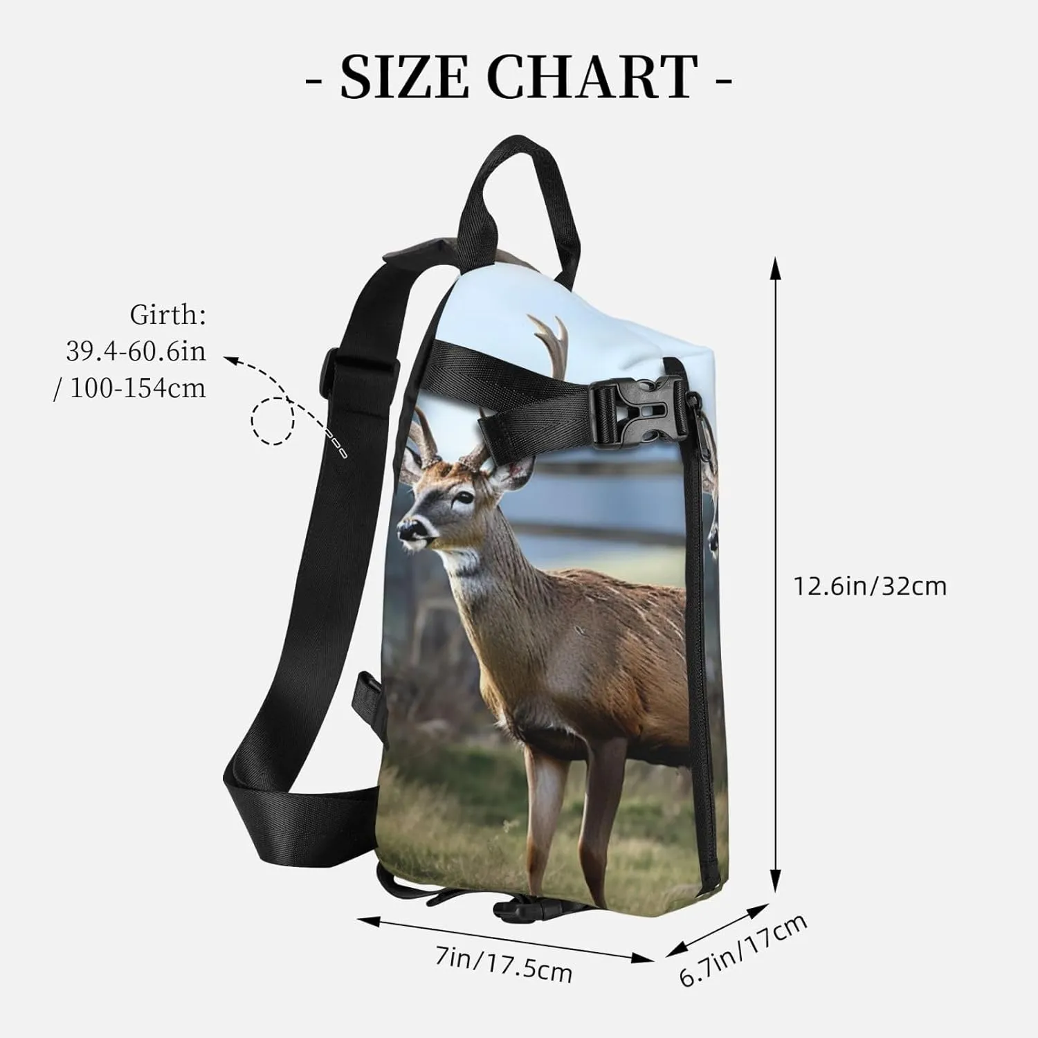 Sling Bag Crossbody Backpack for Men Women Deer Animal Chest Bag Crossbody Bag for Travel Sport Running