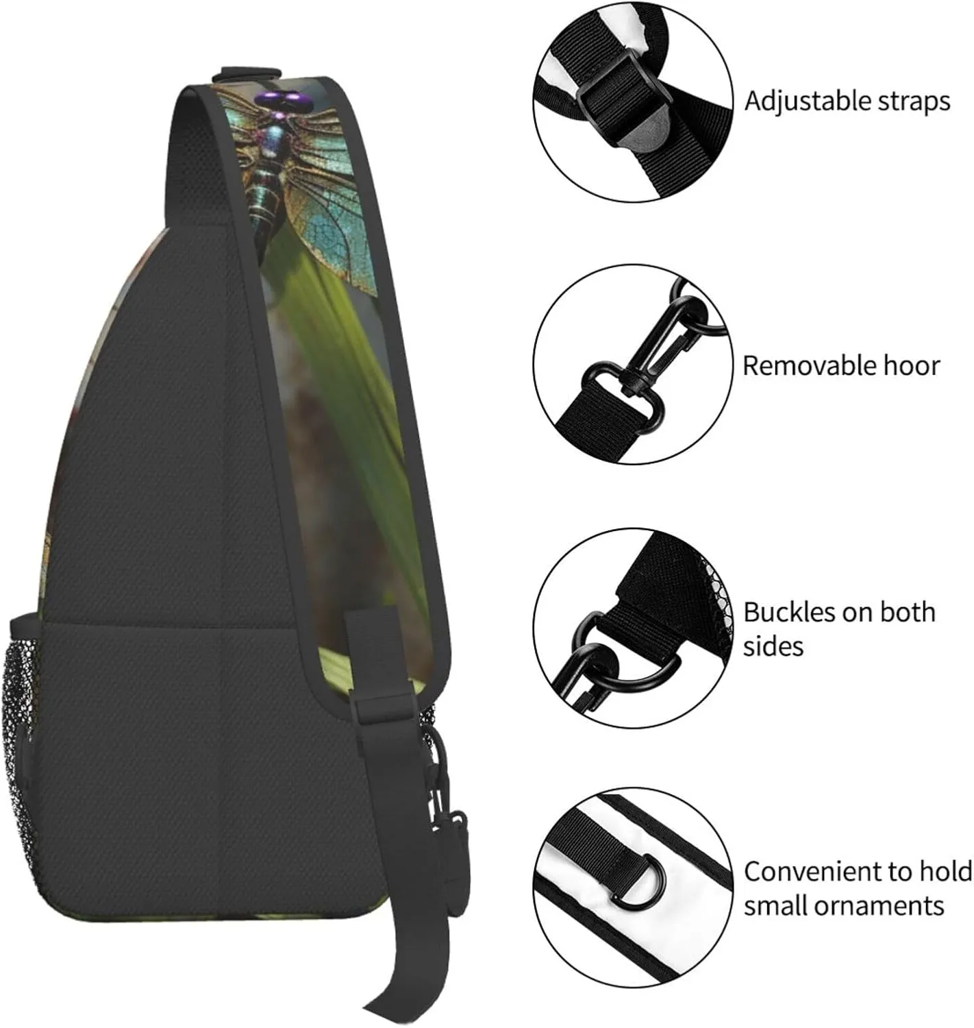 Sling Bag for Men Women Crossbody Backpack Dancing Dragonfly Crossbody Bag Chest Bag for Travel Sport