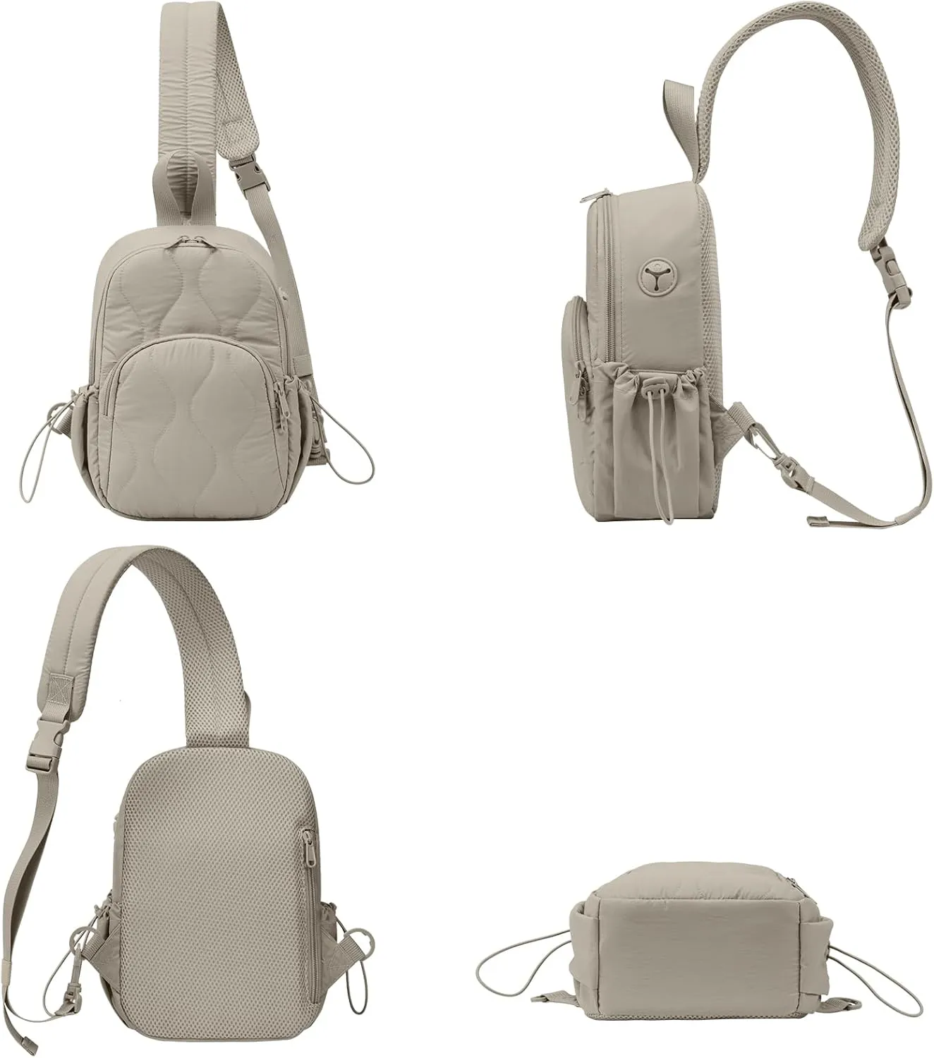 Sling Bag for Women Crossbody Backpack Adjustable Strap Sling Backpack for Daypack Casual Traveling Hiking Sports(Khaki-Small)