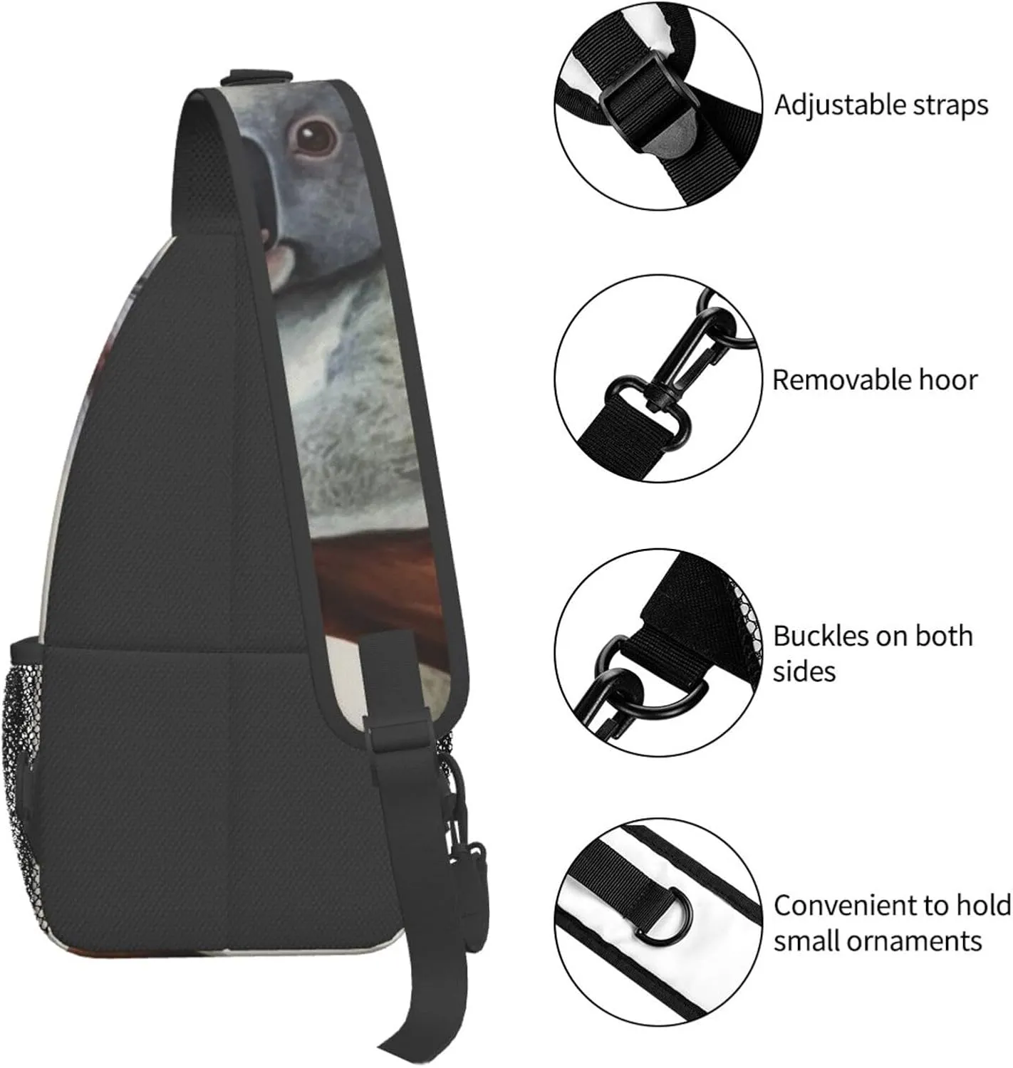 Sling Bag for Women Men Crossbody Bag Small Sling Backpack Koala and Butterfly Chest Bag Hiking Daypack