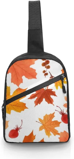 Sling Bag for Women Men Daypack Autumn Maple Leaves Chest Bag Crossbody Backpack for Hiking Travel