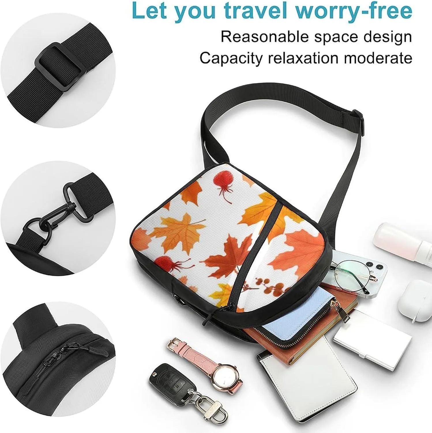 Sling Bag for Women Men Daypack Autumn Maple Leaves Chest Bag Crossbody Backpack for Hiking Travel