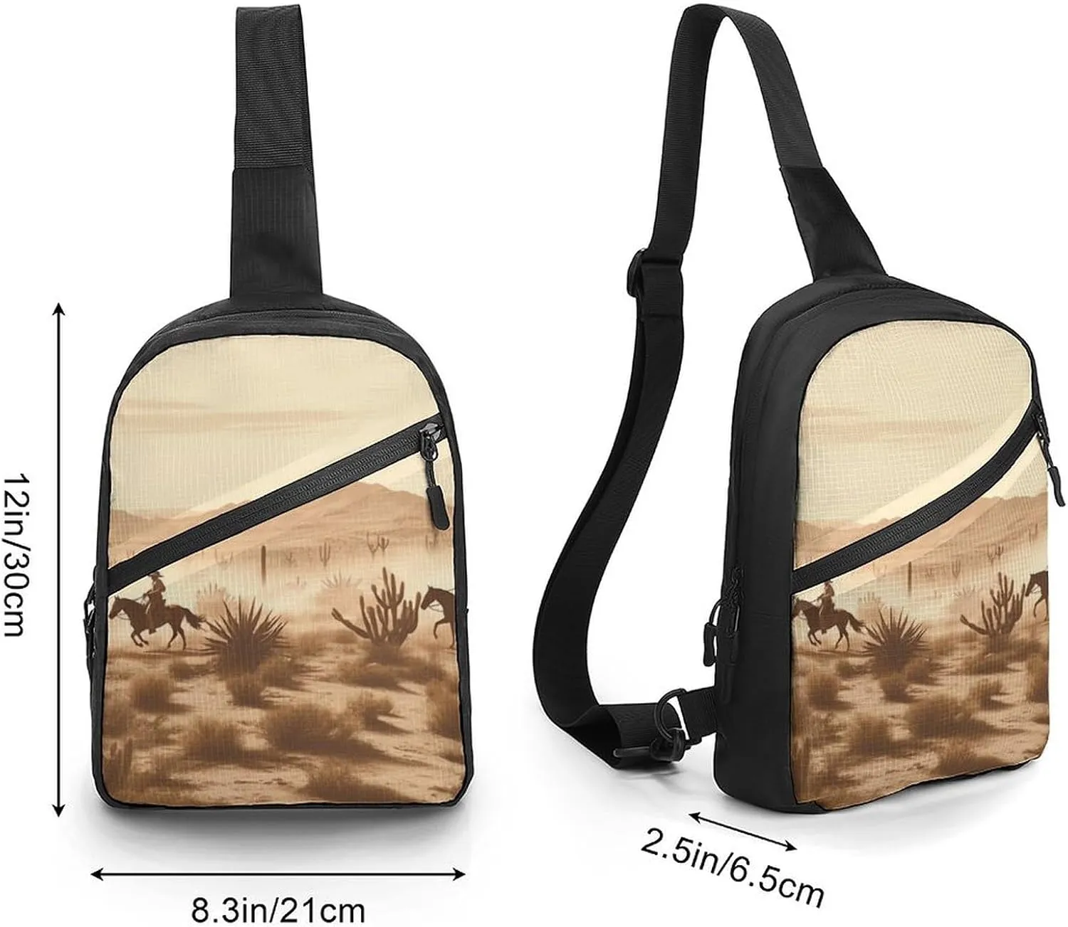 Sling Bag for Women Men Daypack West Desert Cowboys Riding Chest Bag Crossbody Backpack for Hiking Travel