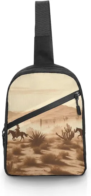 Sling Bag for Women Men Daypack West Desert Cowboys Riding Chest Bag Crossbody Backpack for Hiking Travel