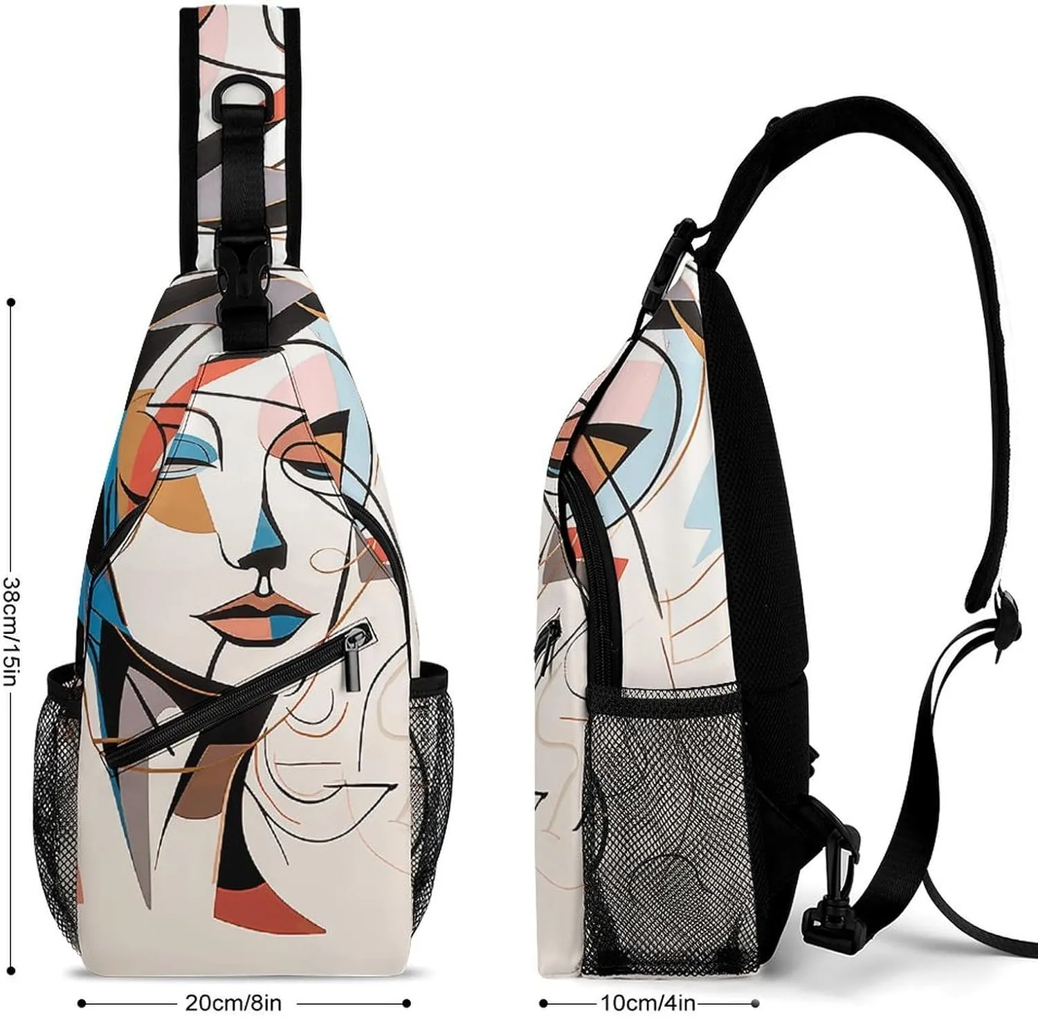 Sling Bags for Women Men Elegant Line Drawing Sling Backpack Adjustable Belt Casual Chest Daypack Bum Bags Fanny Pack for Travel Sports Running Hiking Waist Packs
