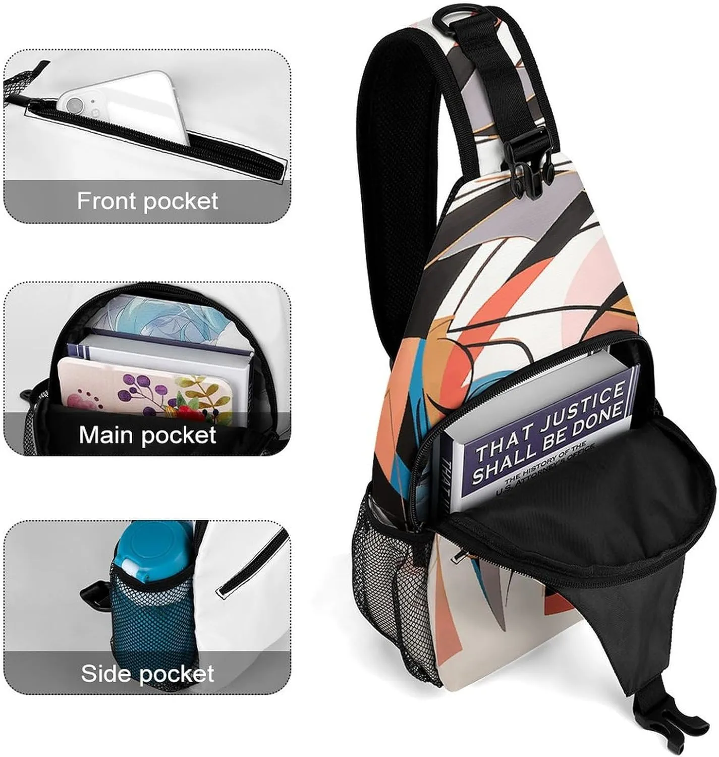 Sling Bags for Women Men Elegant Line Drawing Sling Backpack Adjustable Belt Casual Chest Daypack Bum Bags Fanny Pack for Travel Sports Running Hiking Waist Packs