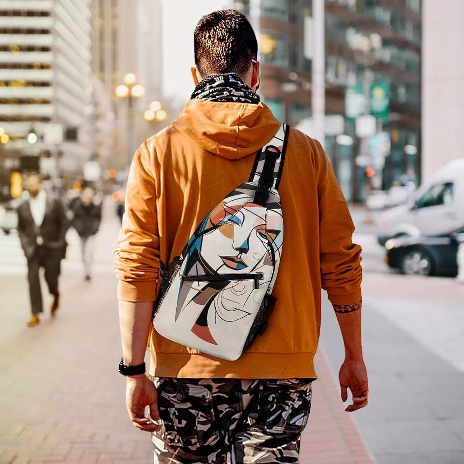 Sling Bags for Women Men Elegant Line Drawing Sling Backpack Adjustable Belt Casual Chest Daypack Bum Bags Fanny Pack for Travel Sports Running Hiking Waist Packs