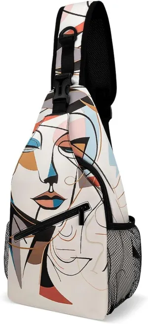 Sling Bags for Women Men Elegant Line Drawing Sling Backpack Adjustable Belt Casual Chest Daypack Bum Bags Fanny Pack for Travel Sports Running Hiking Waist Packs