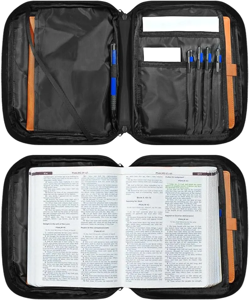Sloth Butterfly Flower Print Bible Cover for Women Men Bible Cover Case Large Bible Protective with Handle Multifunctional Bible Bag with Pen Holder and Bookmark Belt Portable Handbag