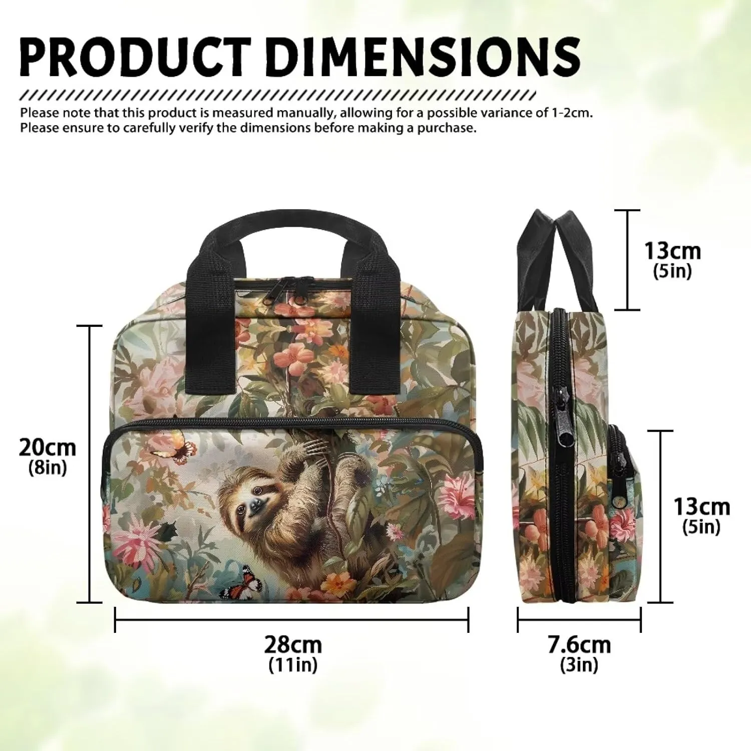 Sloth Butterfly Flower Print Bible Cover for Women Men Bible Cover Case Large Bible Protective with Handle Multifunctional Bible Bag with Pen Holder and Bookmark Belt Portable Handbag