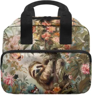 Sloth Butterfly Flower Print Bible Cover for Women Men Bible Cover Case Large Bible Protective with Handle Multifunctional Bible Bag with Pen Holder and Bookmark Belt Portable Handbag