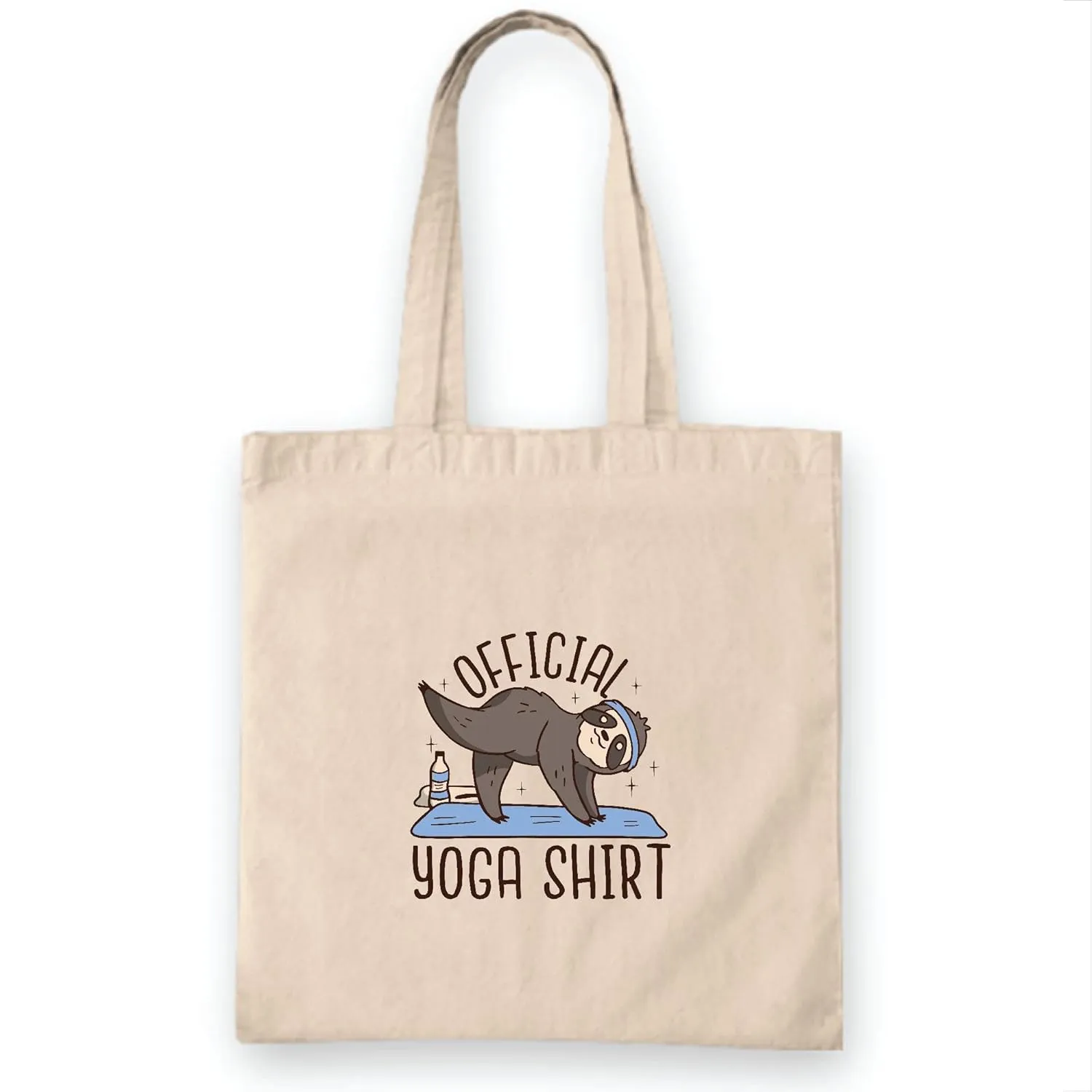 Sloth Doing a Yoga Pose Gift for Yoga Enthusiasts Funny Quote Design Natural White Multicolor Canvas Tote Bag
