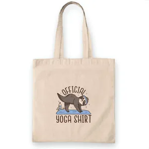 Sloth Doing a Yoga Pose Gift for Yoga Enthusiasts Funny Quote Design Natural White Multicolor Canvas Tote Bag