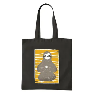 Sloth Yoga Pose Gift for Yoga Lovers Meditation Background Design Navy Black Multicolor Canvas Tote Bag