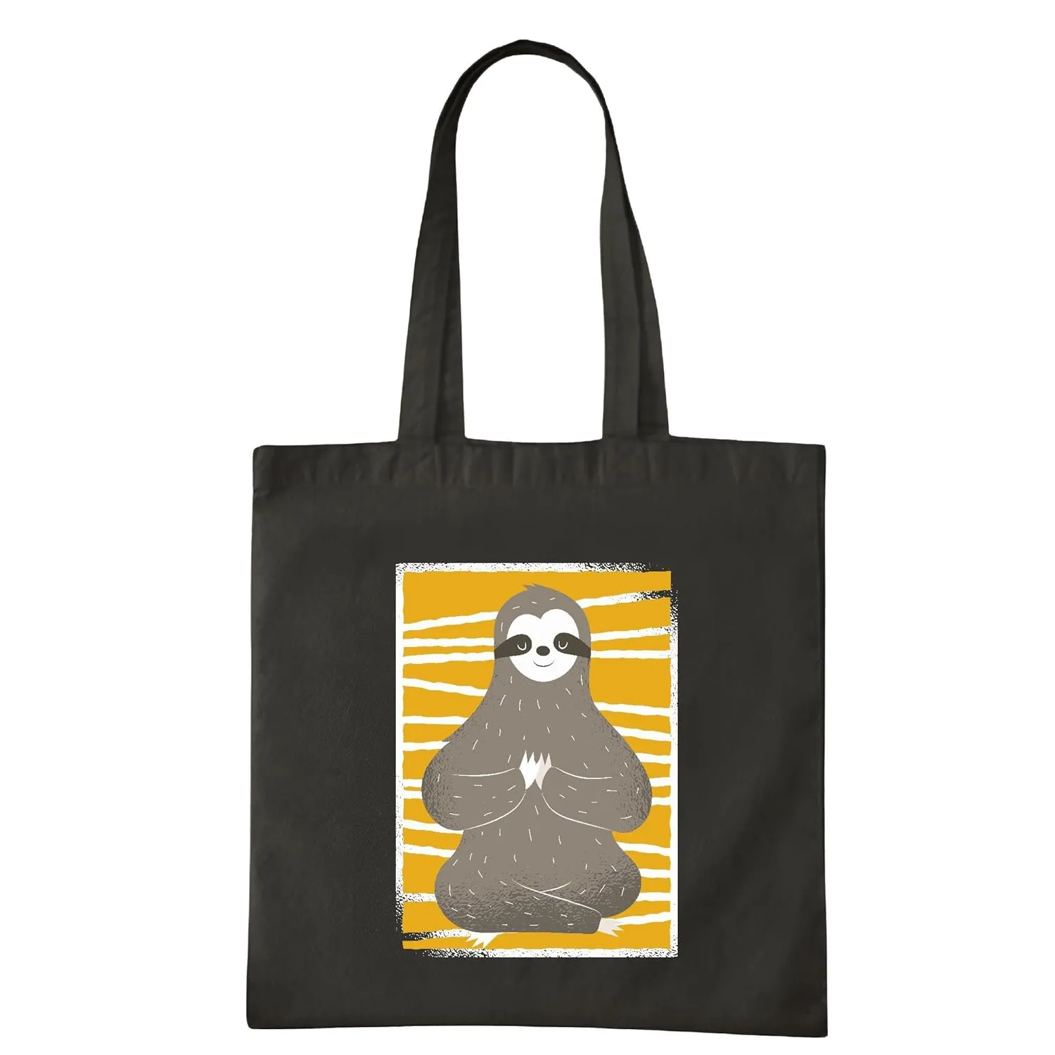 Sloth Yoga Pose Gift for Yoga Lovers Meditation Background Design Navy Black Multicolor Canvas Tote Bag