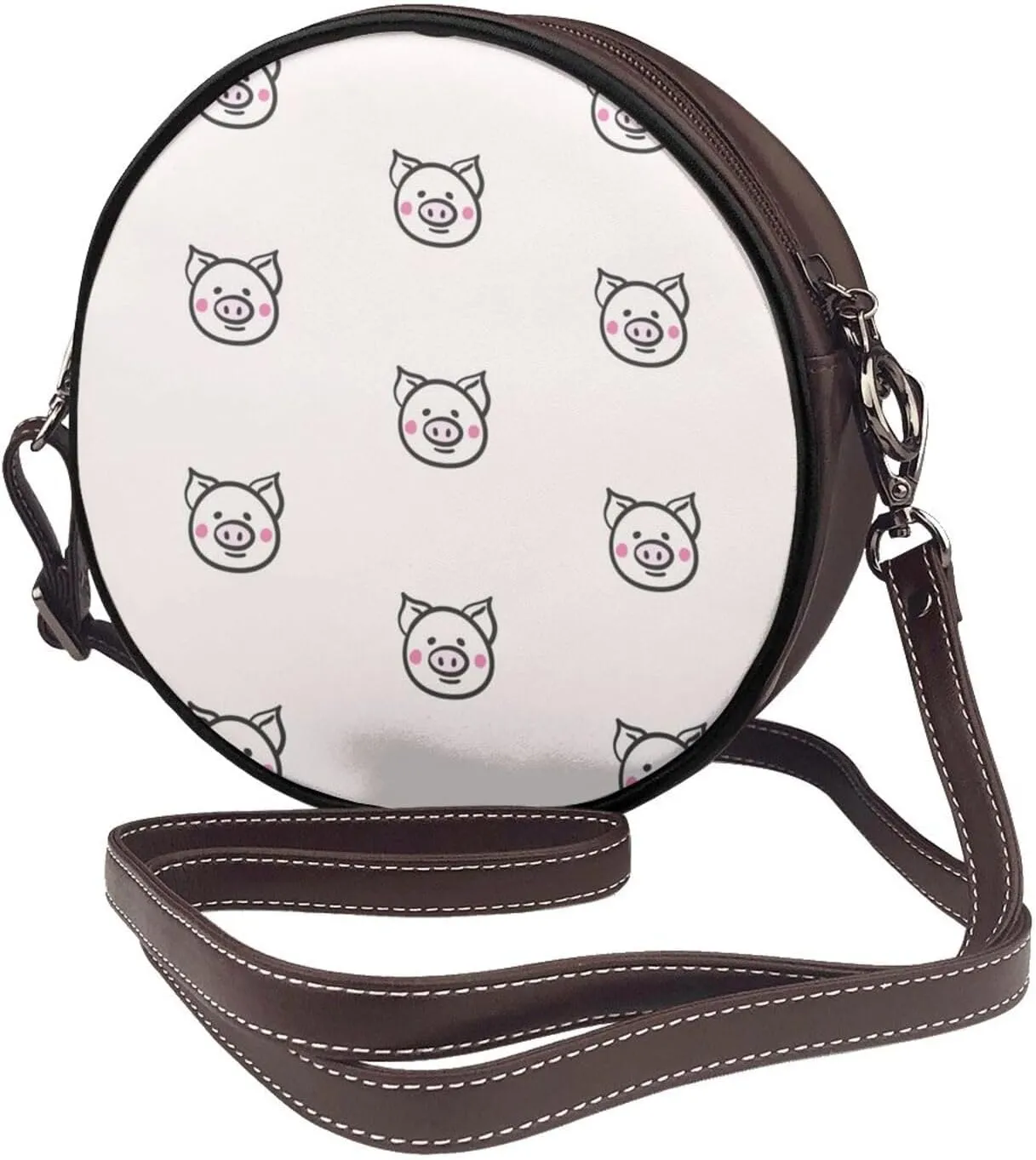Small Crossbody Bags for Women Round Purses PU Leather Shoulder Bag with Adjustable Strap