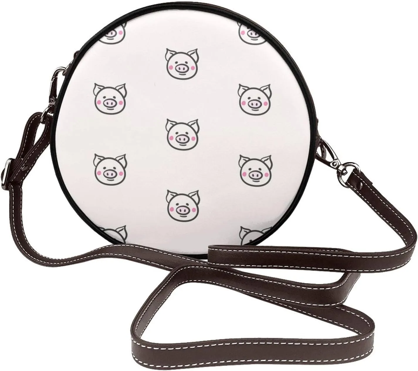 Small Crossbody Bags for Women Round Purses PU Leather Shoulder Bag with Adjustable Strap