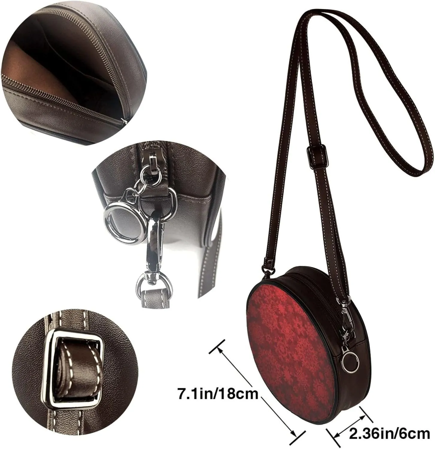 Small Crossbody Bags for Women Round Purses PU Leather Shoulder Bag with Adjustable Strap